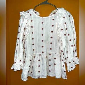 White and terracotta 3/4 sleeve shirt